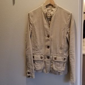 Old Navy Frayed Linen Khaki Jacket - Size M